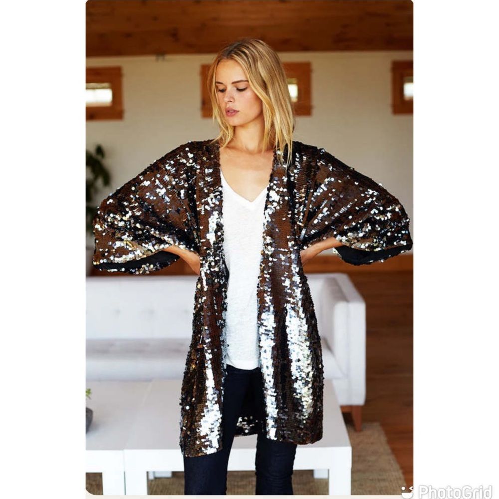 NEW Emerson Fry Sequin Jacket Gunmetal M/L